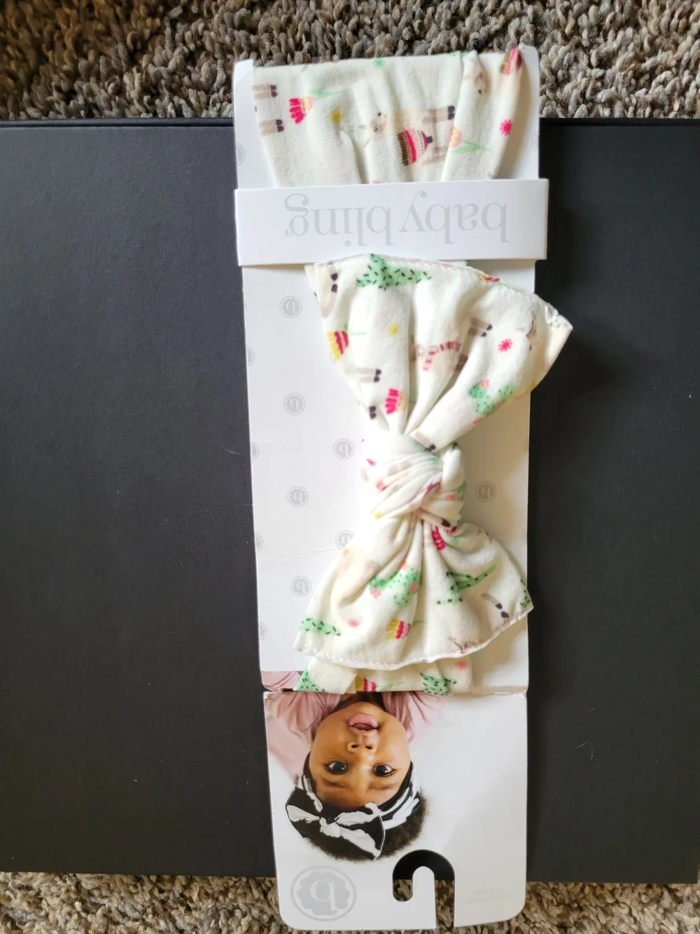 Baby Bling Cream Knot Headwrap with Holiday Motif